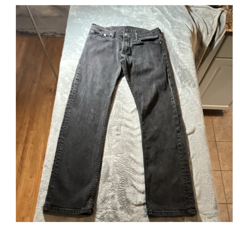 Levi's Straight Men's Jeans Black 514 Denim Cotton Button Zip Pockets Dark 32x32